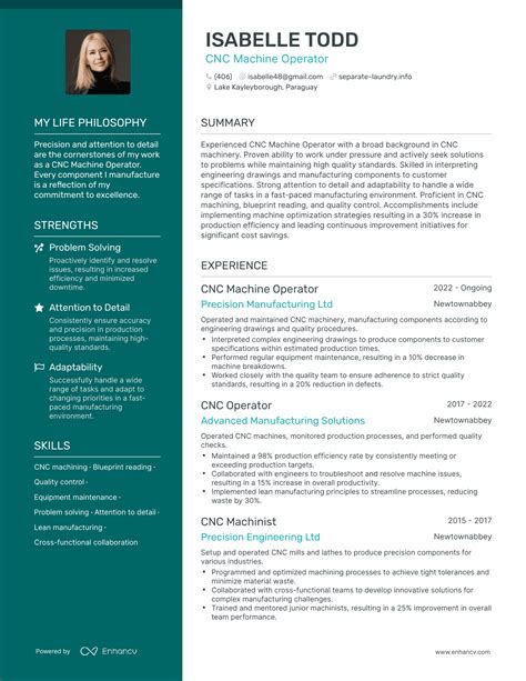 resume ideas manufacturing cnc operator|cnc machine operator resume template.